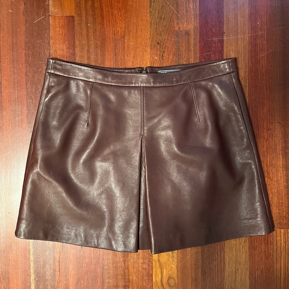 Vince | Pleated Leather Mini Skirt